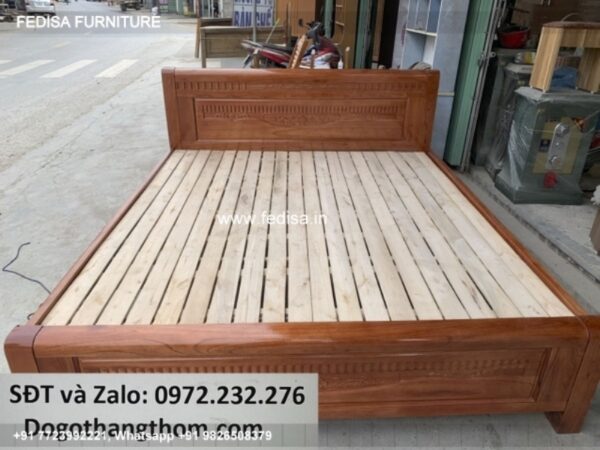 Wooden Bed Wooden Double Bed Frame Bedroom Office Interior Design No-2114