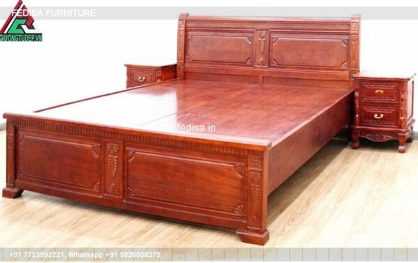 Wooden Bed Wooden Double Bed Frame With Storage Red Paint Room Ideas No-2124