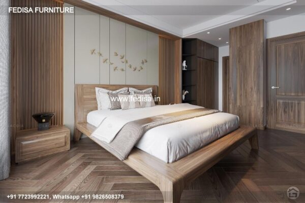 Wooden Bed Wooden Bedside Table Two Bedroom Apartment Interior Design Ideas No-2129