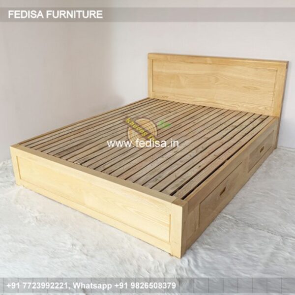 Wooden Bed Wooden Double Bed Gray And White Painted Rooms No-2179