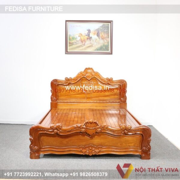 Wooden Bed Double Cot Wooden 10x10 Room Interior No-2186