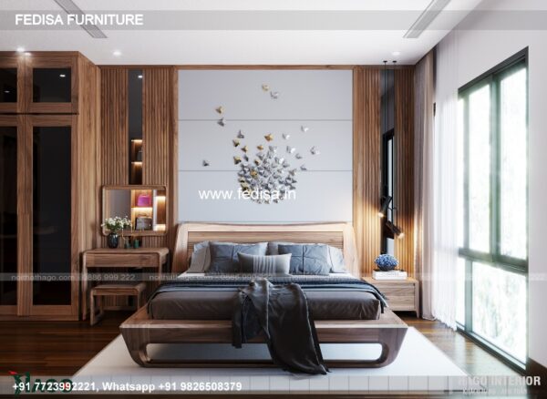 Wooden Bed Wooden Chest Of Drawers Low Budget Bedroom 2 Bhk Flat Interior Design No-2196