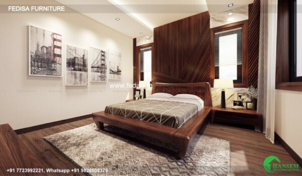 Wooden Bed Wooden Wardrobes Inner Room Decoration No-2206