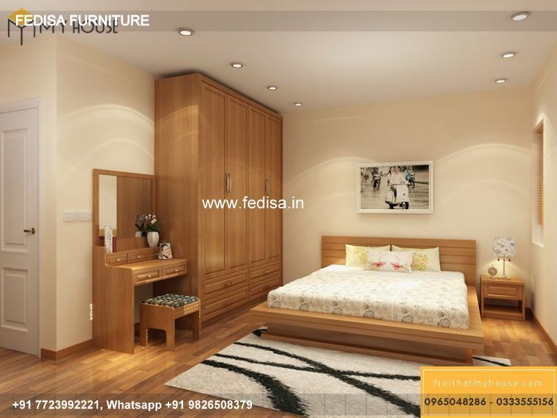Wooden Bed Wooden Wardrobe Design Modern Bedroom Design Interior No-2267