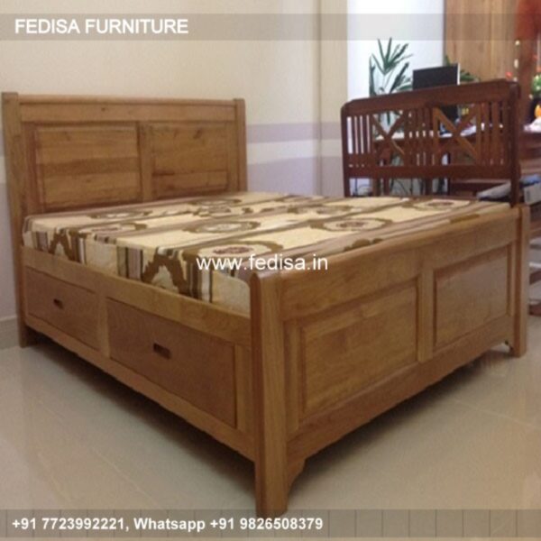 Wooden Bed Bedroom Wooden Interior Design White And Black Painted Room No-2277