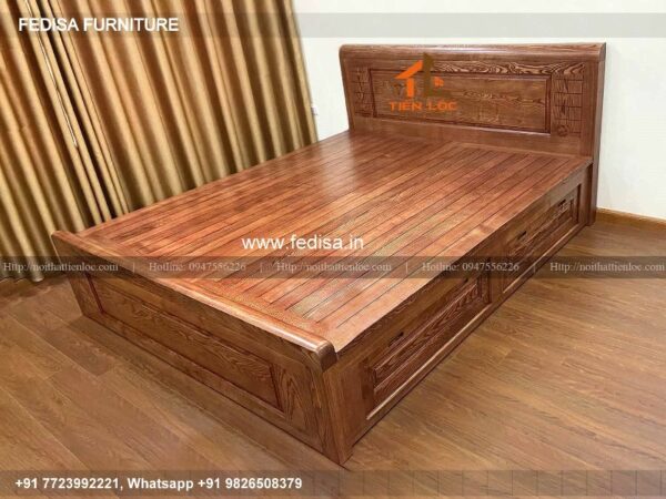 Wooden Bed Wooden Bedroom Interior 3d No-2310