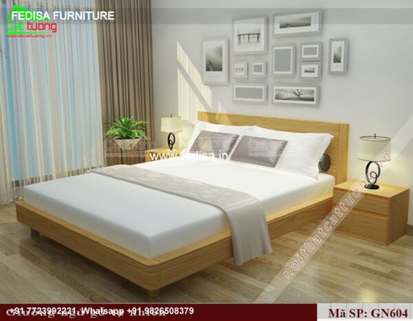 Wooden Bed Bedroom Interior With Wooden Flooring Godrej Bedroom Interior No-2340