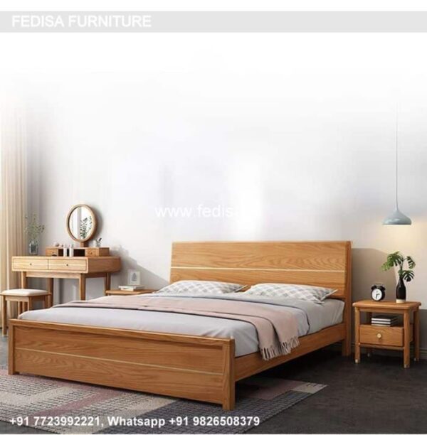 Wooden Bed Wooden Almirah With Dressing Table Small Interior Design Bedroom No-2363