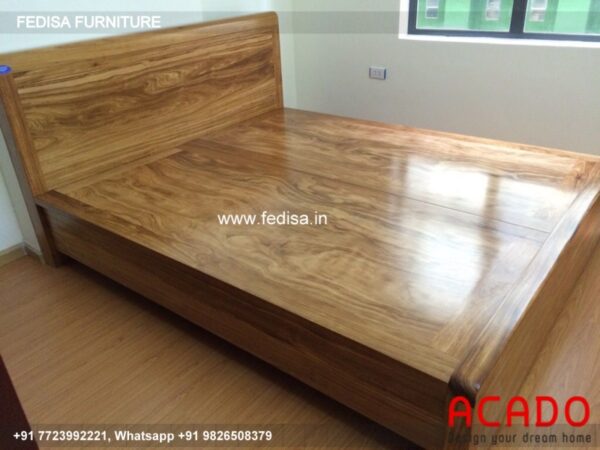 Wooden Bed White Wooden Bed Frame Brown Bedroom Interior No-2375