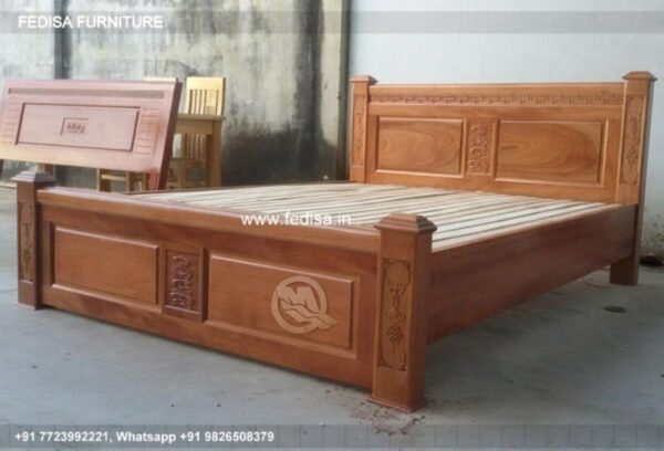 Wooden Bed Wooden Double Bed With Mattress Bedroom Interior Design In Autocad No-2386