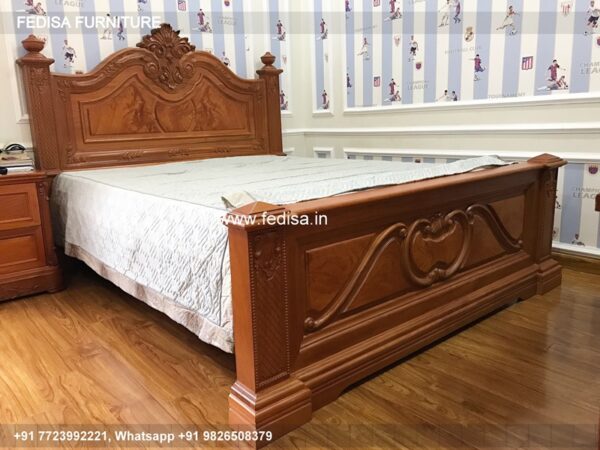 Wooden Bed Wooden Bedroom Interior Aquamarine Painted Room No-2412