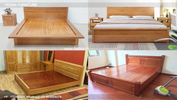 Wooden Bed Wooden Headboard Designs 50's Style Room Decorating No-2420
