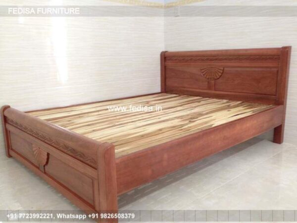 Wooden Bed Wooden Almirah With Dressing Table Modern Bed Interior Design No-2429