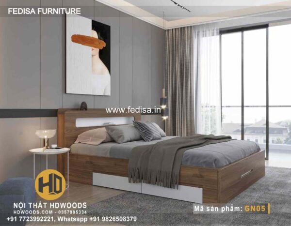 Wooden Bed Wooden Almirah Designs For Bedroom With Price Room Color Ideas No-2479