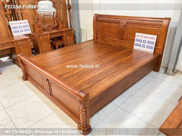 Wooden Bed Wooden Double Bed With Mattress Yellow Bedroom Ideas No-2518