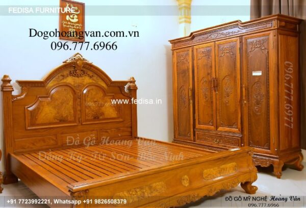 Wooden Bed Wooden Double Bed Frame With Storage Room Roof Design No-2586