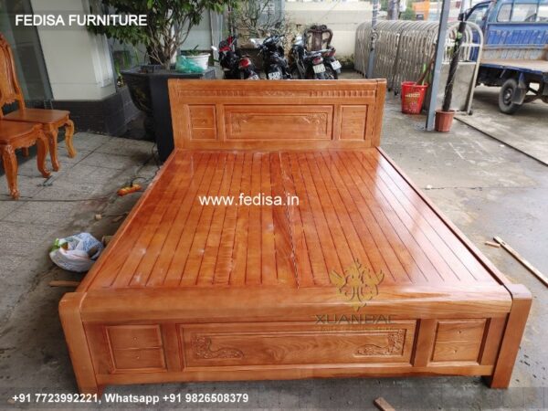 Wooden Bed Wooden Bedroom Interior Yellow Room Decor No-2610