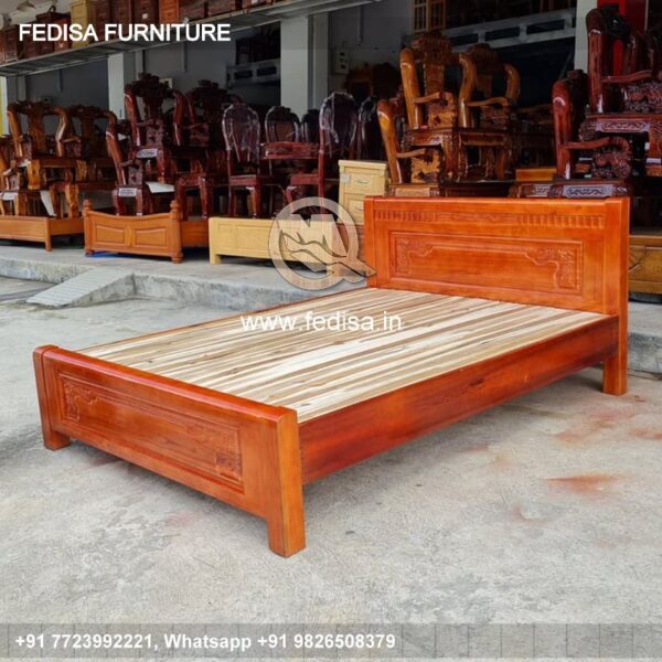 Wooden Bed Wooden Double Bed Frame With Storage Safe Almari Design No-2652