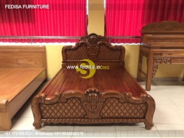 Wooden Bed Wooden Bedroom Interior Wall Dressing Table Design No-2676