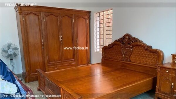 Wooden Bed Double Cot Wooden Bed Room Decoration No-2714