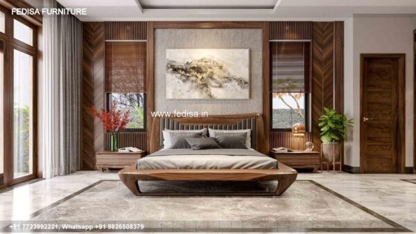 Wooden Bed Wooden Dressing Table Modern Minimalist Bedroom No-2722