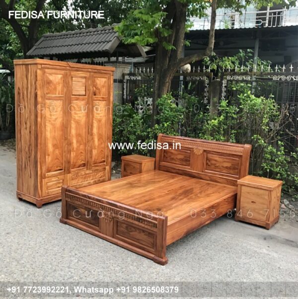 Wooden Bed Wooden Bed Wall Sticker Design For Bedroom No-2832