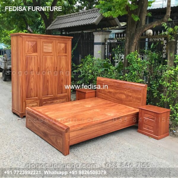 Wooden Bed White Wooden Bed Pvc Wall Design For Bedroom No-2835