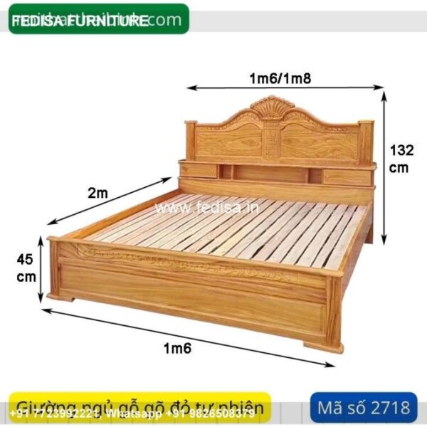 Wooden Bed White Wooden Bed Frame Double Wooden Room Design No-2844