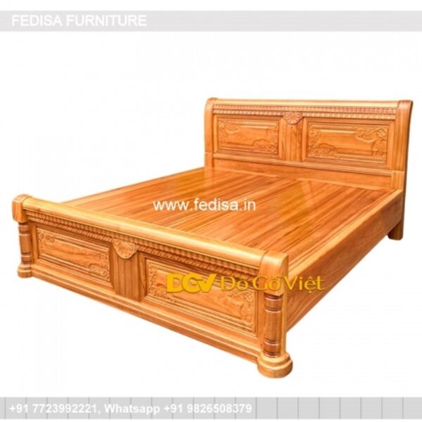 Wooden Bed Wooden Bedside Table Classic Room Design No-2921