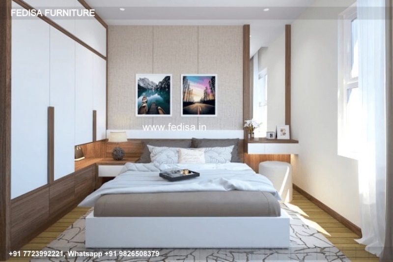 Wooden Bed Wooden Wardrobe Design Men's Small Bedroom Ideas No-2927