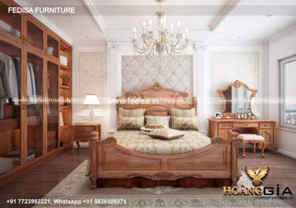 Wooden Bed Wooden Double Bed Frame Couple Room Ideas No-2972