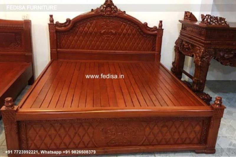 Wooden Bed Double Cot Wooden Poster Ideas For Room No-2978