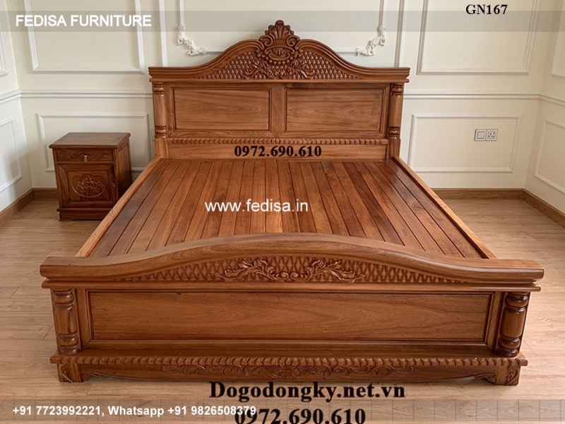 Wooden Bed Wooden Sofa Bed Pop Roof Design For Bedroom No-2992