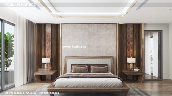 Wooden Bed Wooden Master Bedroom Interior Design Wooden Headboard Designs No-3001