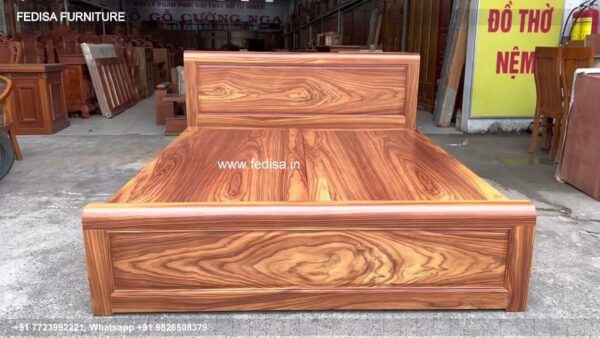 Wooden Bed Wooden Double Bed Frame 3d Wallpaper For Drawing Room No-3038