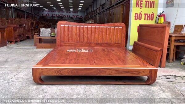 Wooden Bed Wooden Double Bed Frame With Storage Room Sticker Design No-3048