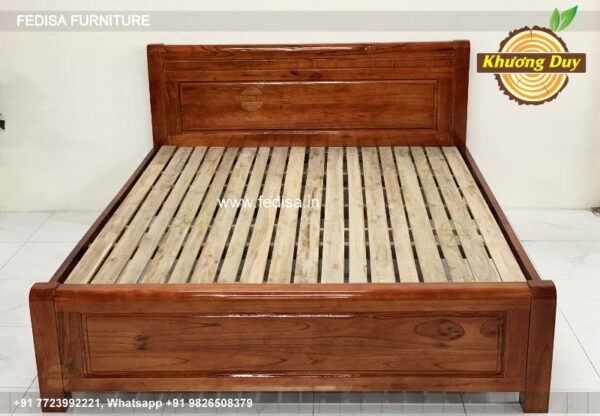 Wooden Bed Wooden Double Bed Cozy Bedroom Design No-3103