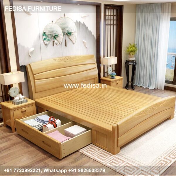 Wooden Bed Wooden Double Bed Bedroom Poster Ideas No-3169