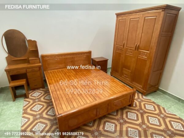 Wooden Bed White Wooden Bed Frame Double Poster Bed Design No-3174