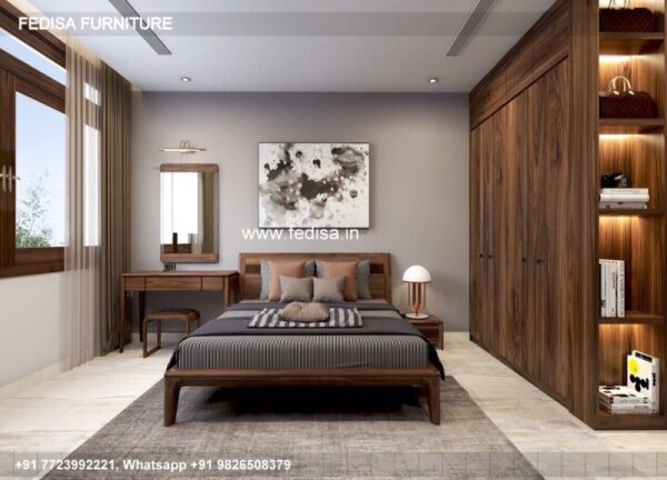 Wooden Bed Wooden Chest Of Drawers Room Wall Design Ideas No-3186