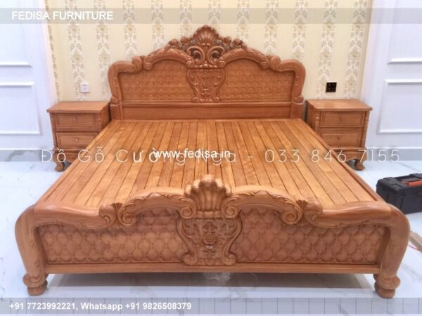 Wooden Bed Wooden Double Bed Bedroom Almirah Design In Wall No-3235