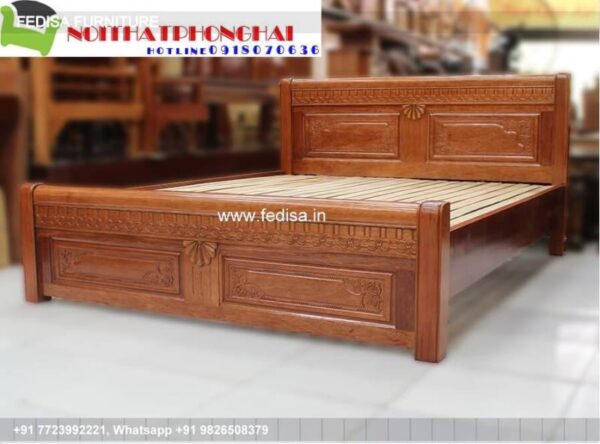 Wooden Bed Wooden Double Cot Price Bedroom Headboard Design No-3238