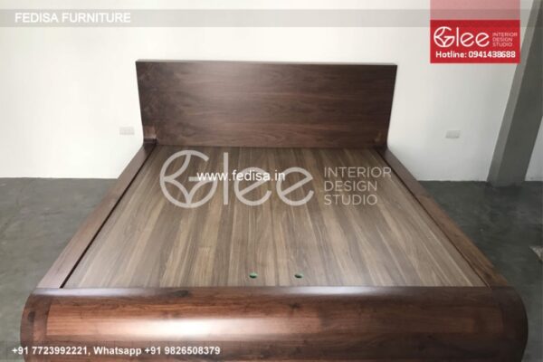 Wooden Bed Wooden Bedside Table Tiny Bedroom Design No-3251