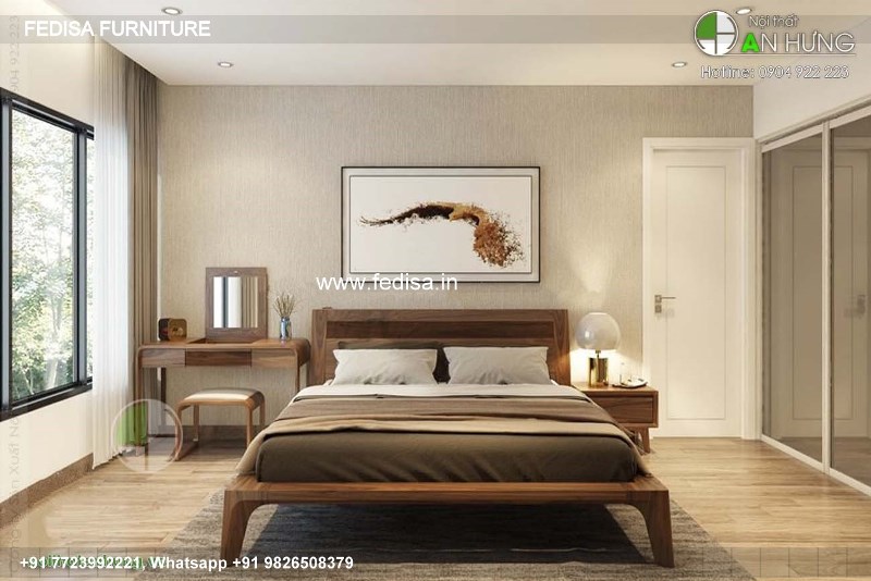 Wooden Bed Wooden Single Bed Room Wall Color Design No-3254