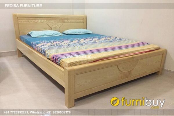 Wooden Bed Double Cot Wooden Guest Bedroom Decor Ideas No-3308