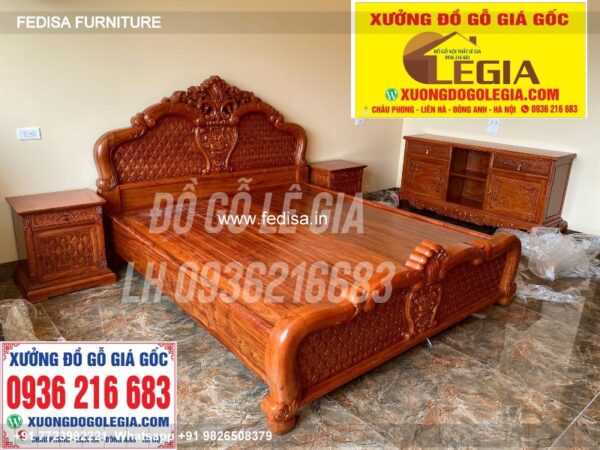Wooden Bed Wooden Double Bed Frame Wall Almirah Design For Bedroom No-3368