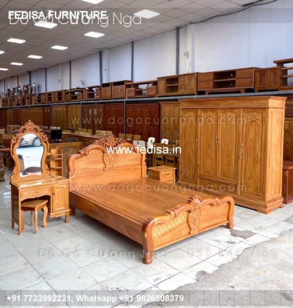 Wooden Bed Wooden Dressing Table Modern Single Bed Design No-3382