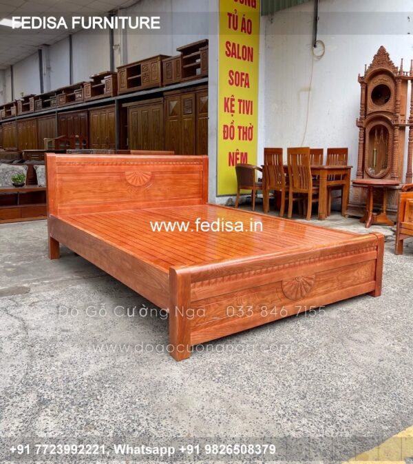 Wooden Bed Wooden Double Bed Under 5052 Dark Green Room Decor No-3441