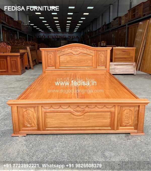 Wooden Bed Wooden Bedside Table Simple Bedroom Design For Small Space No-3515
