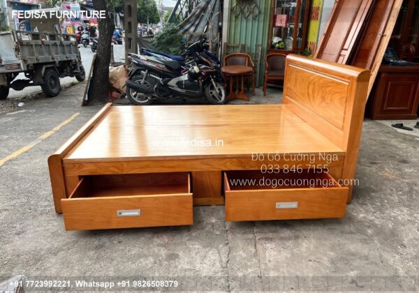 Wooden Bed Wooden Room Decor Rectangular Bedroom Design No-3553